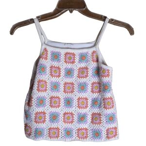 Art Class Crochet Granny Square Crop Tank Top Girls XL
